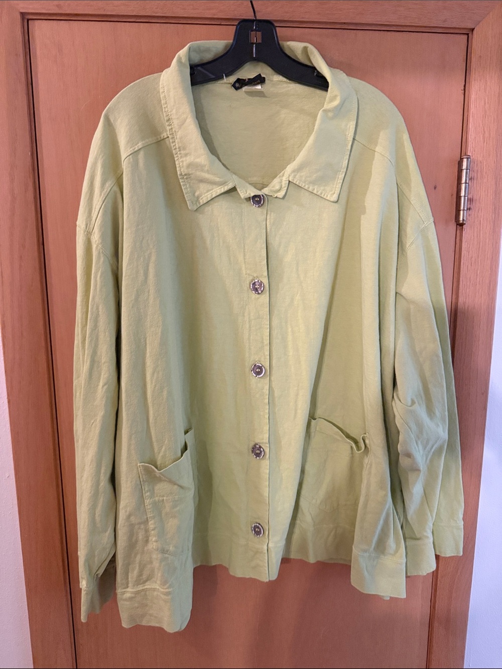 Liz & Jane Women’s Vintage Button-Up Tunic Top Light Green Plus Size 3X